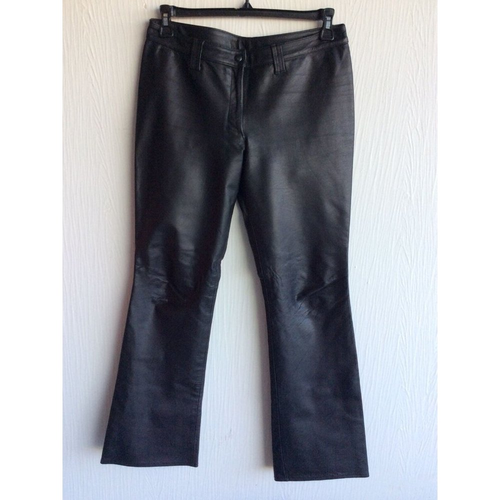 Serious, Size L, Black 100% Leather Pants, Lined